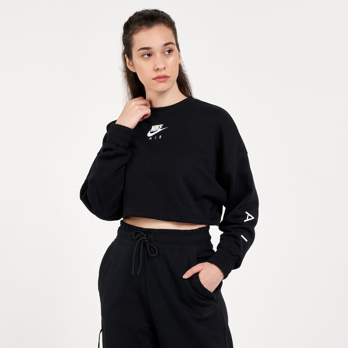 Nike Women's Air Cropped Crew Sweatshirt Black Nike Women's Air Cropped Crew Sweatshirt Black image number 0