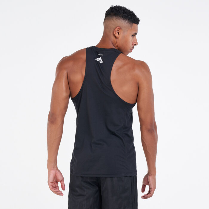 adidas Men's Run Logo Tank Top Black adidas Men's Run Logo Tank Top Black image number 1