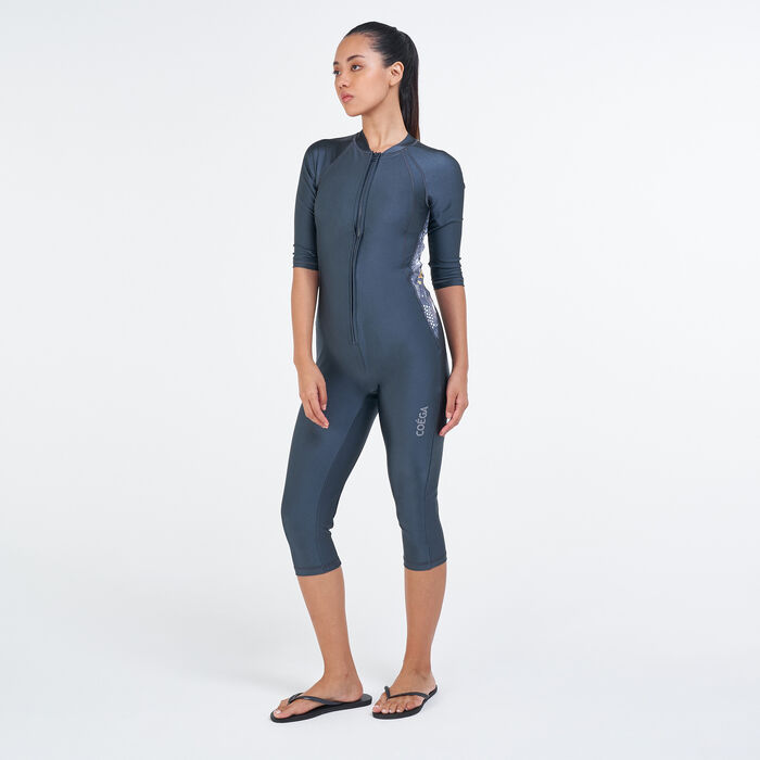 COEGA Women's 3/4 SlimKini One-Piece Swimsuit Grey COEGA Women's 3/4 SlimKini One-Piece Swimsuit Grey image number 0