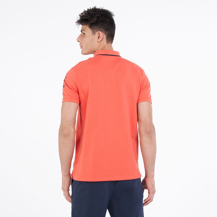 Timberland Men's MTR Sleeve Print Polo T-Shirt Red image number 1