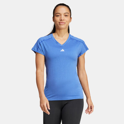 adidas Women's AEROREADY Train Essentials Minimal Branding V-Neck T-Shirt Blue