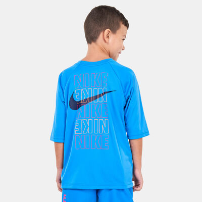 Nike Swim Kids' Short Sleeve Hydroguard Blue