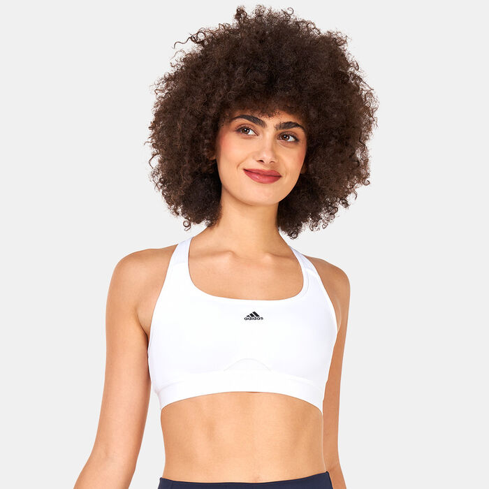 adidas Women's Powerreact Training Medium-Support Sports Bra White adidas Women's Powerreact Training Medium-Support Sports Bra White image number 0