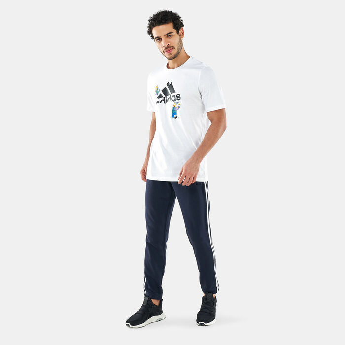 adidas Men's Essentials French Terry Tapered 3-Stripes Pants Blue image number 2