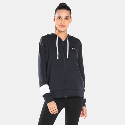Under Armour Women's UA Rival Terry Colorblock Full-Zip Hoodie Black