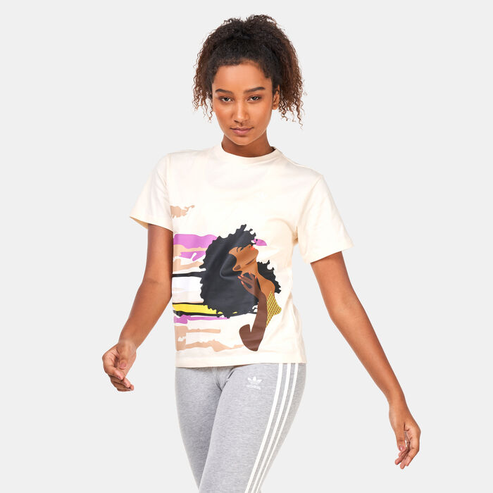 adidas Originals Women's Thebe Magugu T-Shirt Beige adidas Originals Women's Thebe Magugu T-Shirt Beige image number 0