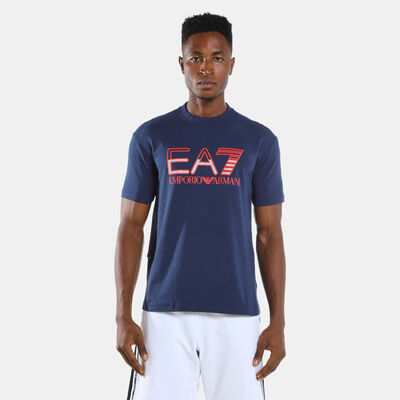 EA7 Emporio Armani Men's Train Logo Series Special Logo T-Shirt Blue