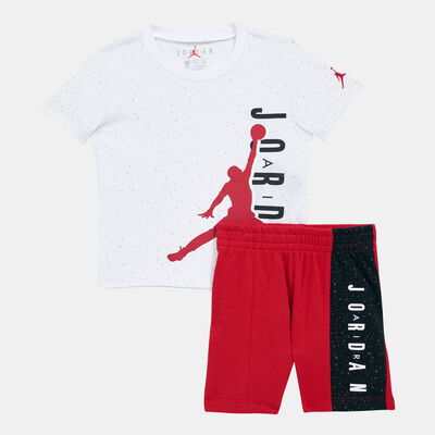Nike Kids' Big Vertical T-Shirt and Shorts Set Red