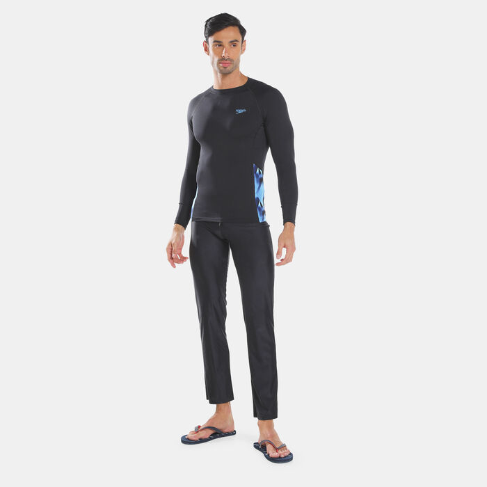 Speedo Men's Printed Long Sleeve Rashguard Black image number 2