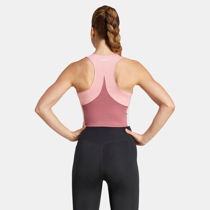 adidas Women's Techfit Colorblock Training Crop Top Pink adidas Women's Techfit Colorblock Training Crop Top Pink image number 1