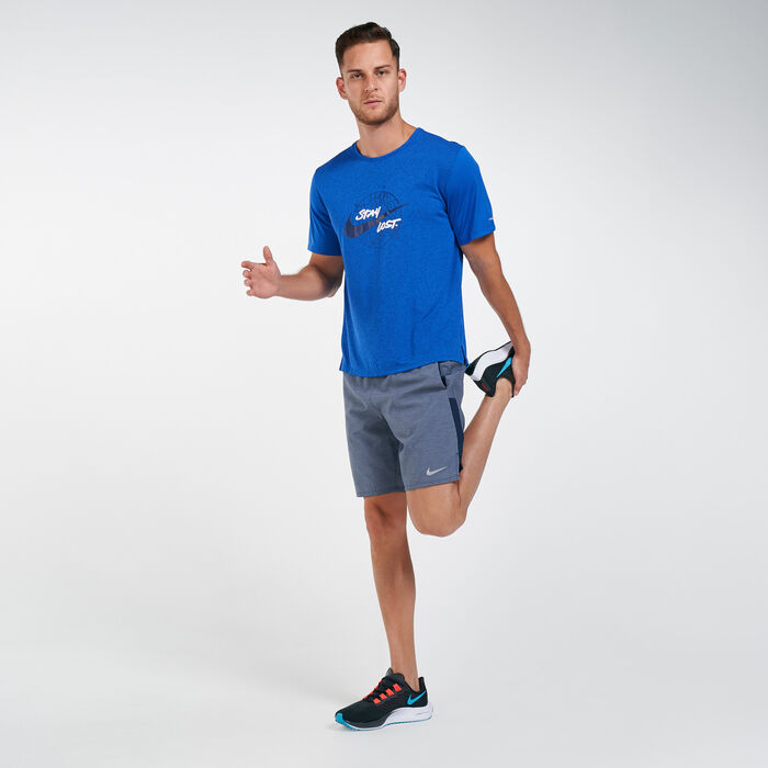 Nike Men's Dri-FIT Miler Wild Run T-Shirt Blue image number 2