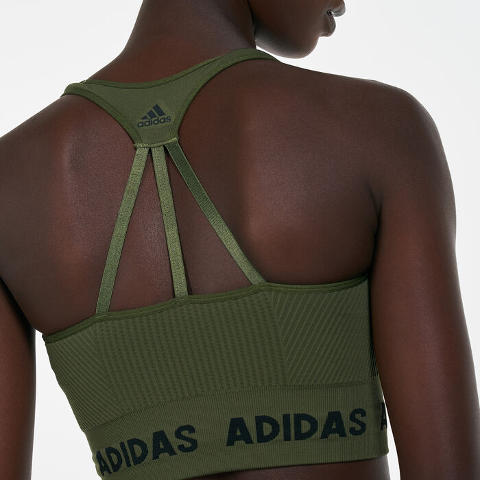 adidas Women's Training Aeroknit Bra Blue adidas Women's Training Aeroknit Bra Blue image number 3