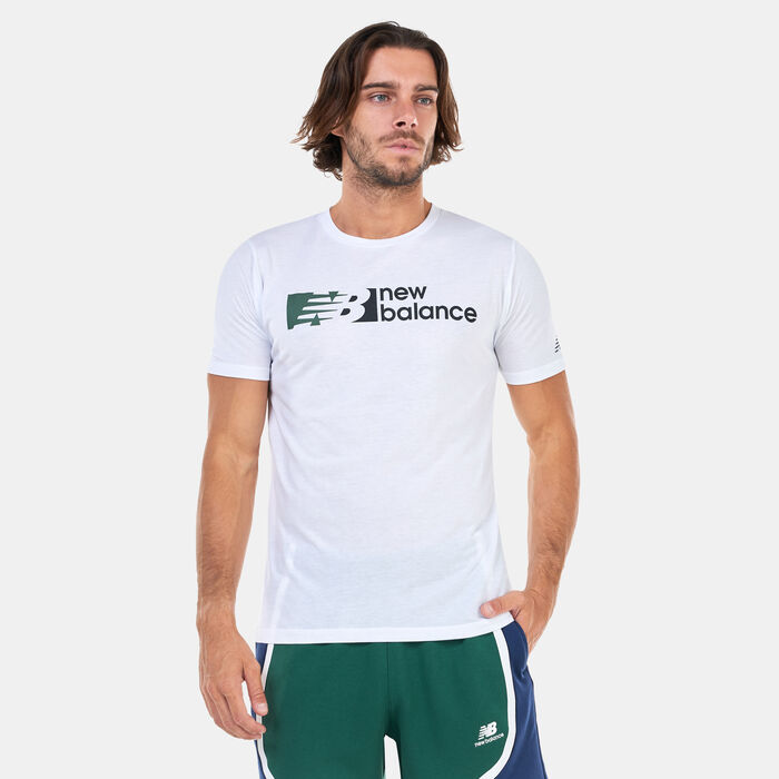 New Balance Men's Tenacity Heathertech Graphic Training T-Shirt White New Balance Men's Tenacity Heathertech Graphic Training T-Shirt White image number 0