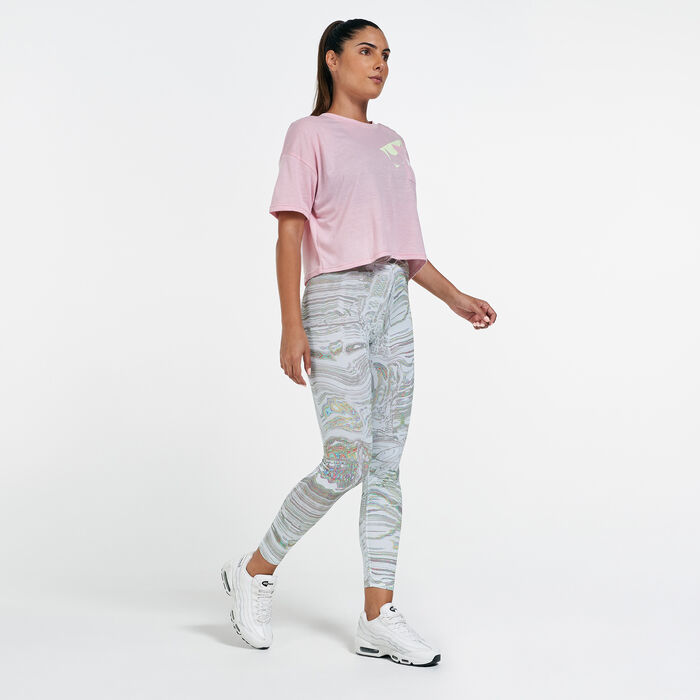 Nike Women's Dri-FIT Graphic Training Crop Top Pink image number 2