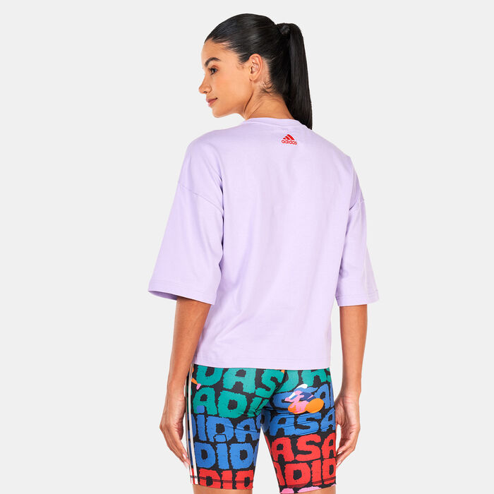 adidas Women's X FARM Rio T-Shirt Purple adidas Women's X FARM Rio T-Shirt Purple image number 1