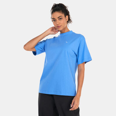 PUMA Women's SUNPŌ Mock Neck T-Shirt Blue