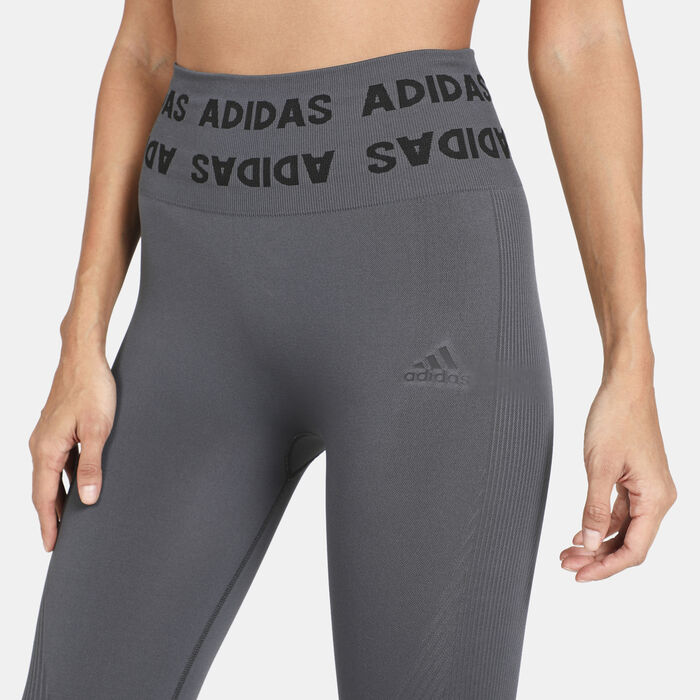 adidas Women's Training Aeroknit 7/8 High-Rise Leggings Grey adidas Women's Training Aeroknit 7/8 High-Rise Leggings Grey image number 3