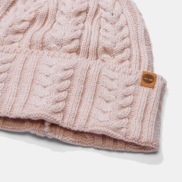 Timberland Women's Prescott Park Cabled Beanie Pink Timberland Women's Prescott Park Cabled Beanie Pink image number 1
