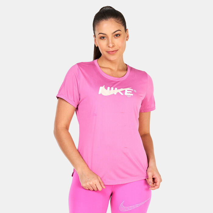 Nike Women's Dri-FIT One GFX T-Shirt Pink Nike Women's Dri-FIT One GFX T-Shirt Pink image number 0