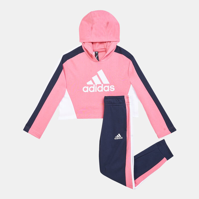 adidas Kids' Hooded Cropped Tracksuit Red adidas Kids' Hooded Cropped Tracksuit Red image number 0