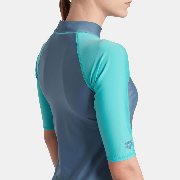 Arena Women's Graphic Swimming Rashguard Grey Arena Women's Graphic Swimming Rashguard Grey image number 4