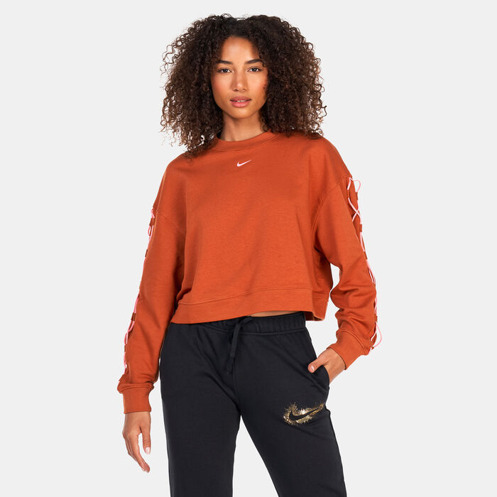 Nike Women's Dri-FIT Get Fit French Terry Crewneck Novelty Sweatshirt Orange image number 0