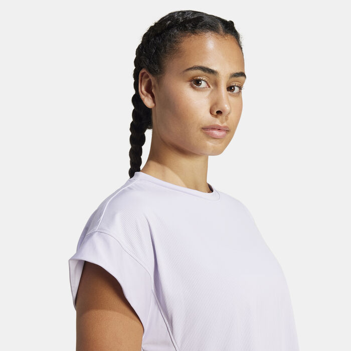adidas Women's Studio Training T-Shirt Purple adidas Women's Studio Training T-Shirt Purple image number 4