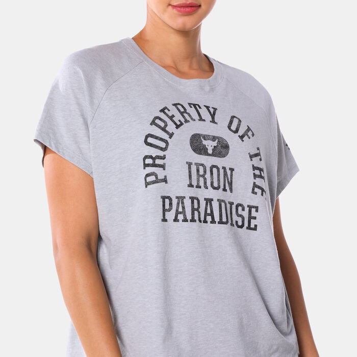 Under Armour Women's UA Project Rock T-Shirt Grey Under Armour Women's UA Project Rock T-Shirt Grey image number 3