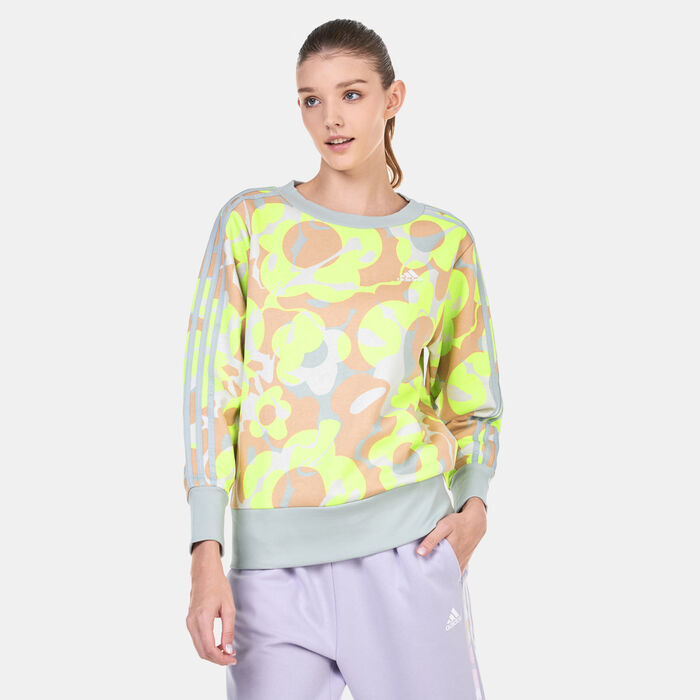 adidas Women's Floral Graphic Printed Sweatshirt Green adidas Women's Floral Graphic Printed Sweatshirt Green image number 0