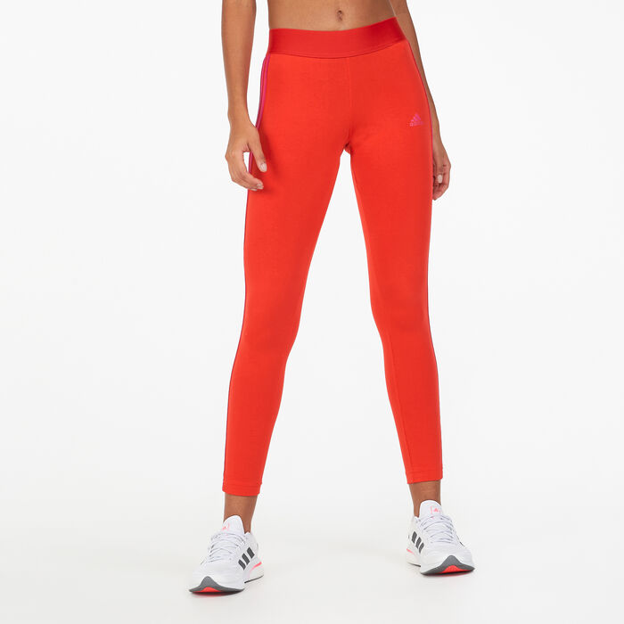 adidas Women's 3 Stripes Leggings Red adidas Women's 3 Stripes Leggings Red image number 0