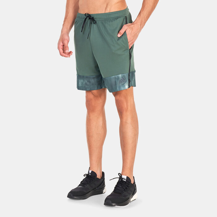 adidas Men's AEROREADY Workout Chalk Print Training Shorts Green adidas Men's AEROREADY Workout Chalk Print Training Shorts Green image number 0