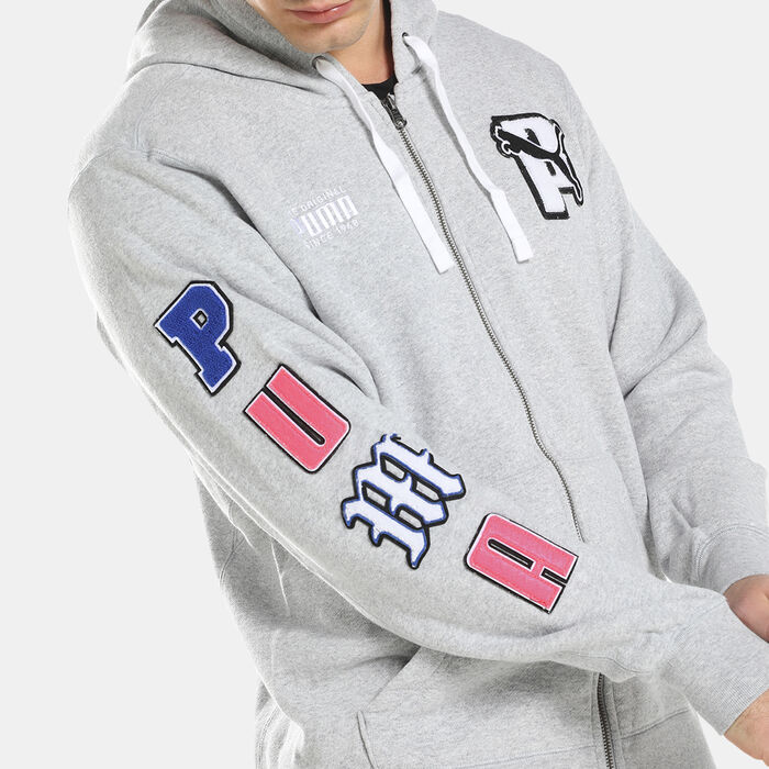PUMA Men's Logo Full-Zip Hoodie Grey PUMA Men's Logo Full-Zip Hoodie Grey image number 3
