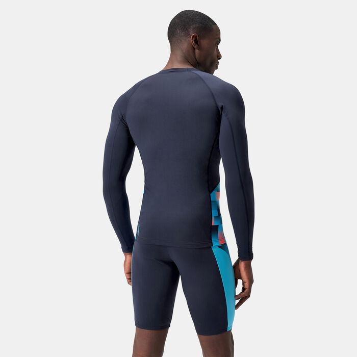 Speedo Mens Endurance+ Splice Swimming Rashguard Blue Speedo Mens Endurance+ Splice Swimming Rashguard Blue image number 1