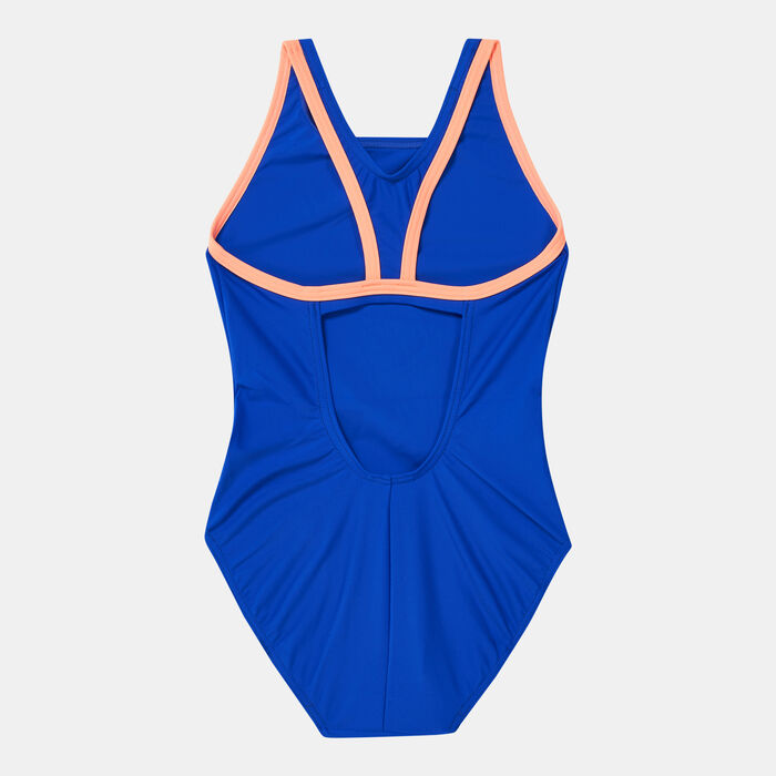 Speedo Kids' Boom Logo Placement Flyback Swimsuit Blue Speedo Kids' Boom Logo Placement Flyback Swimsuit Blue image number 1