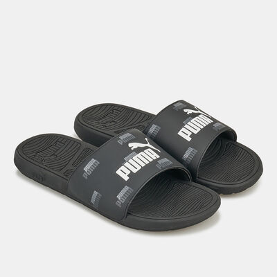 PUMA Men's Cool Cat 2.0 Logo Power Slides Black PUMA Men's Cool Cat 2.0 Logo Power Slides Black