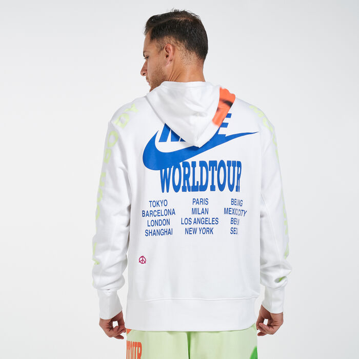 Nike Men's Sportwear World Tour Pullover Hoodie White Nike Men's Sportwear World Tour Pullover Hoodie White image number 1