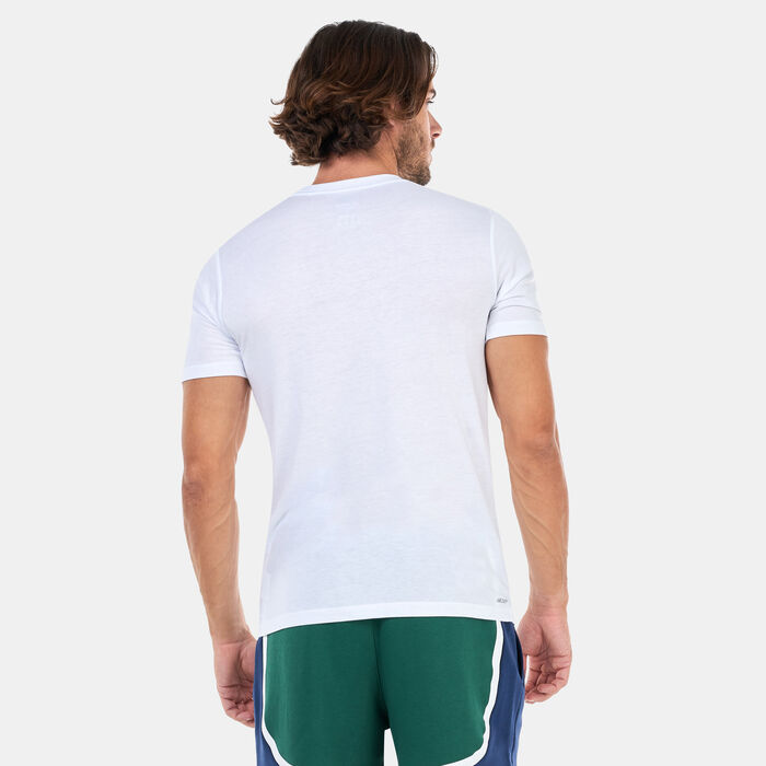New Balance Men's Tenacity Heathertech Graphic Training T-Shirt White New Balance Men's Tenacity Heathertech Graphic Training T-Shirt White image number 1