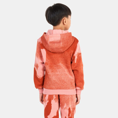 Nike Kids' Club Fleece Washed Allover Print Hoodie Pink
