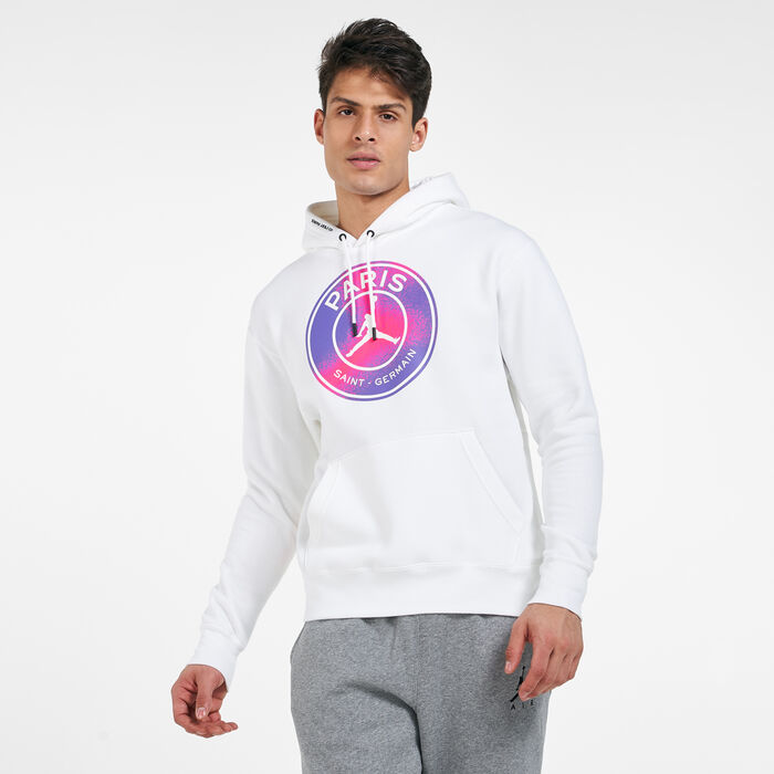 Jordan Men's Paris Saint-Germain Fleece Pullover Hoodie White Jordan Men's Paris Saint-Germain Fleece Pullover Hoodie White image number 0