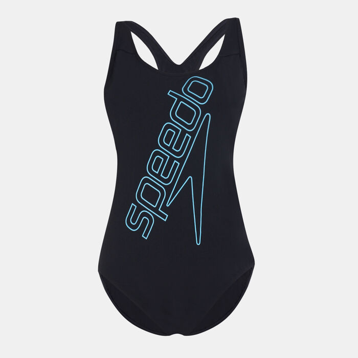 Speedo Women's Boom Logo Placement Flyback One-Piece Swimsuit Black Speedo Women's Boom Logo Placement Flyback One-Piece Swimsuit Black image number 0