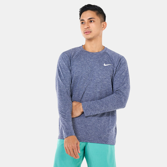 Nike Swim Men's Heathered Long-Sleeve Hydroguard Swim Shirt Blue Nike Swim Men's Heathered Long-Sleeve Hydroguard Swim Shirt Blue image number 0