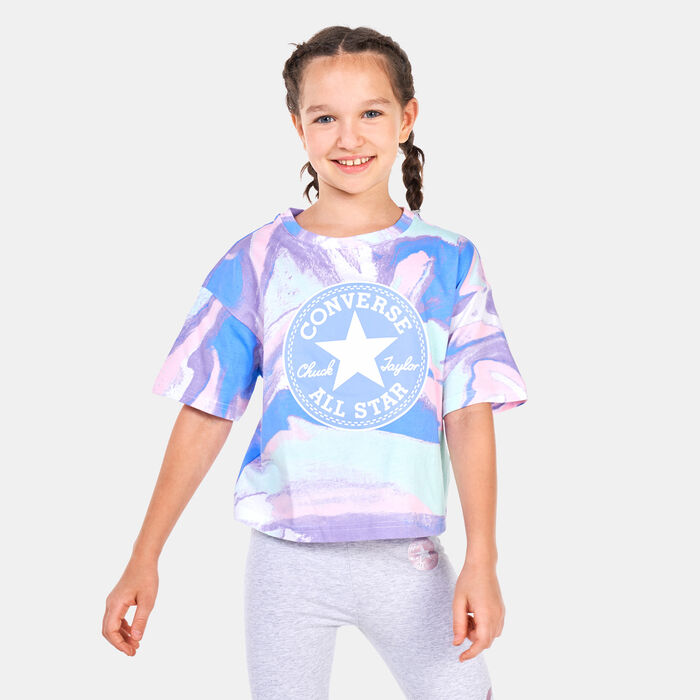 Converse Kids' Chuck Taylor Print T-Shirt Purple Converse Kids' Chuck Taylor Print T-Shirt Purple image number 0