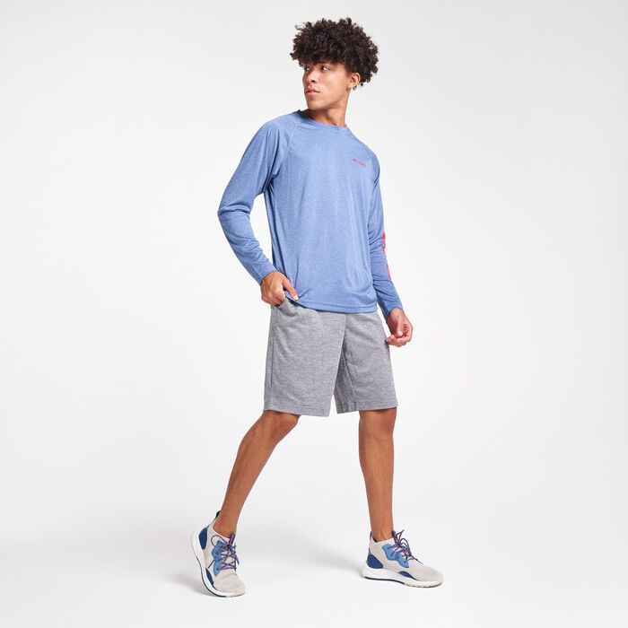 Columbia Men's PFG Terminal Tackle™ Heather Long Sleeve T-Shirt Blue image number 2