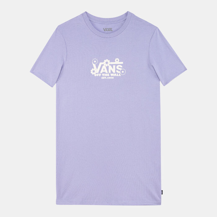 Vans Kids' Floral Check Daisy Print T-Shirt Dress Purple image number 0