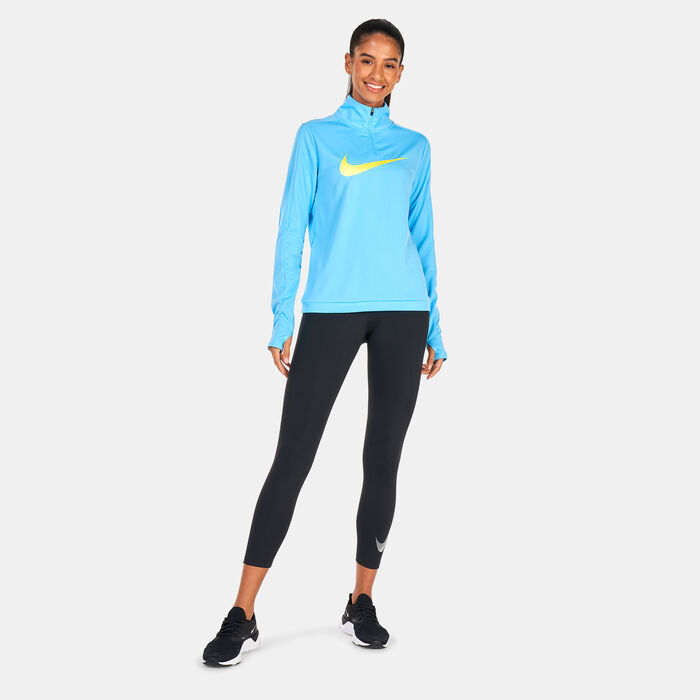 Nike Women's Dri-FIT Swoosh Half-Zip Jersey Blue Nike Women's Dri-FIT Swoosh Half-Zip Jersey Blue image number 2