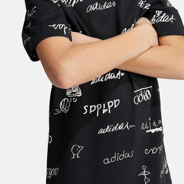 adidas Kids' Brand Love Long T-Shirt Black adidas Kids' Brand Love Long T-Shirt Black image number 3