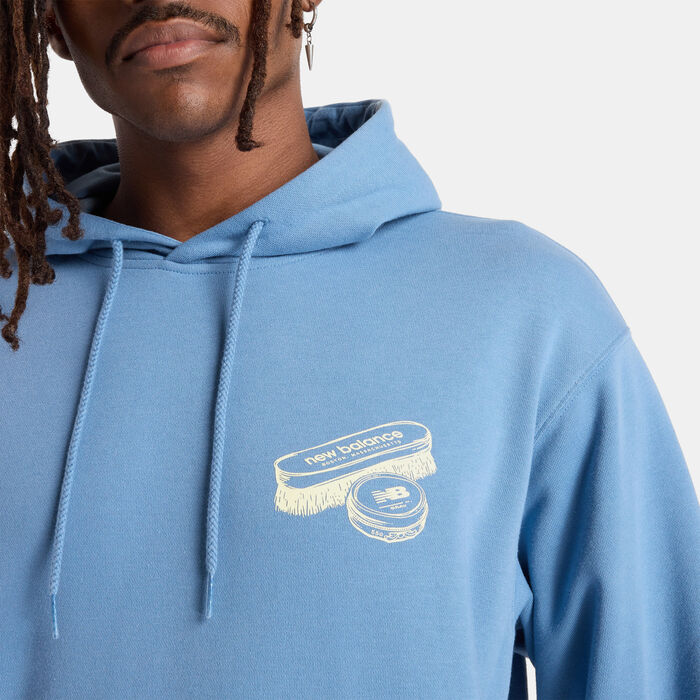 New Balance Men's French Terry Shine Hoodie Blue New Balance Men's French Terry Shine Hoodie Blue image number 4