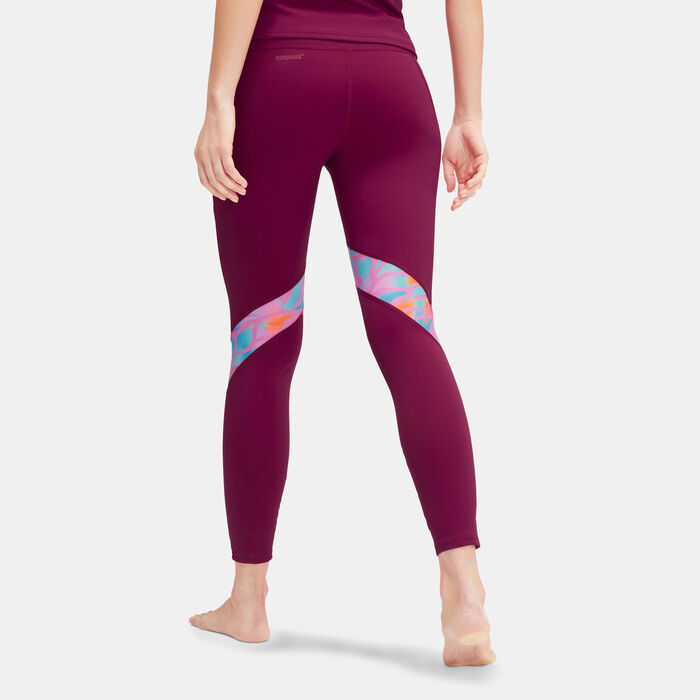 Speedo Women's Printed Panel Leggings Purple Speedo Women's Printed Panel Leggings Purple image number 1