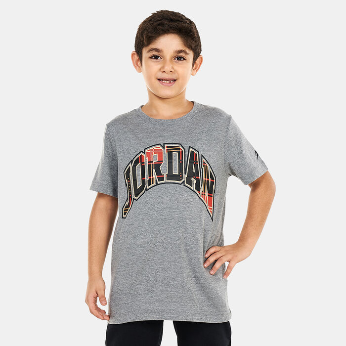 Jordan Kids' Essentials Plaid T-Shirt Grey Jordan Kids' Essentials Plaid T-Shirt Grey image number 0