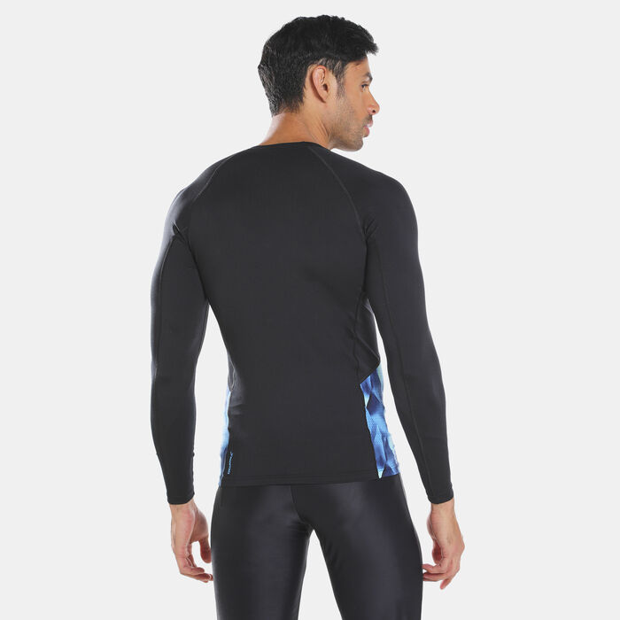 Speedo Men's Printed Long Sleeve Rashguard Black image number 1